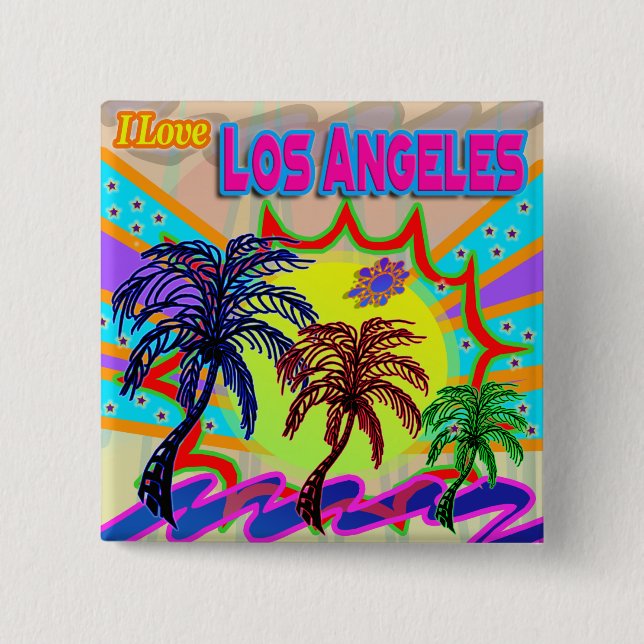 Macaron Carré 5 Cm J'AIME Los Angeles Eternal Button (Devant)