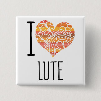 Macaron Carré 5 Cm J'Aime Lute Orange Mandala Heart