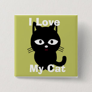 Macaron Carré 5 Cm J'aime mon bouton de chat