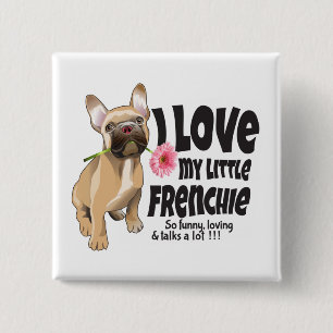 Macaron Carré 5 Cm J'aime mon petit Français - French bulldog