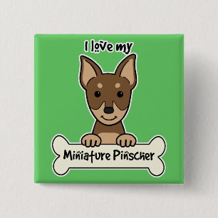 Macaron Carré 5 Cm J'aime mon Pinscher miniature