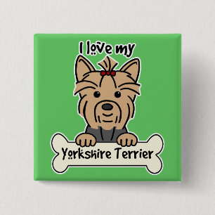 Macaron Carré 5 Cm J'aime mon Yorkshire Terrier