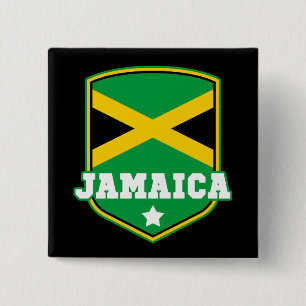 Macaron Carré 5 Cm Jamaican Flag Emblem Jamaica