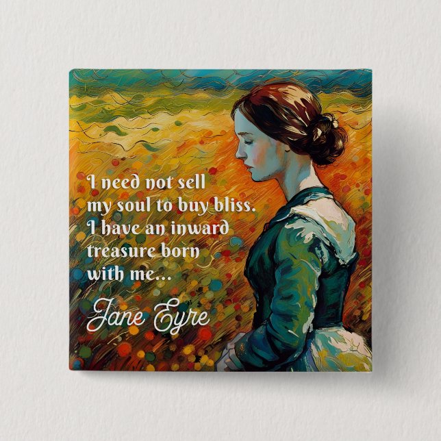 Macaron Carré 5 Cm Jane Eyre Cite Monet Style Peinture (Devant)