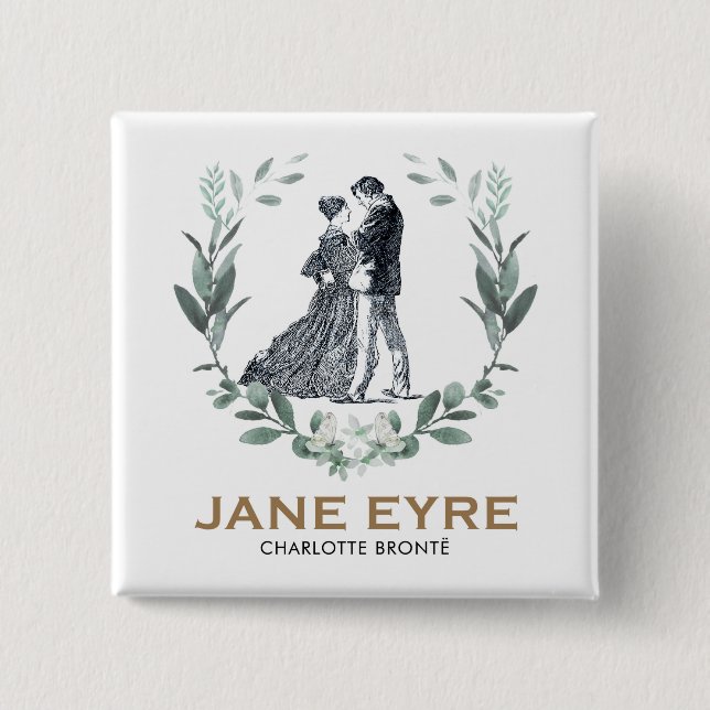 Macaron Carré 5 Cm Jane Eyre et Edward Rochester avec Wreath (Devant)