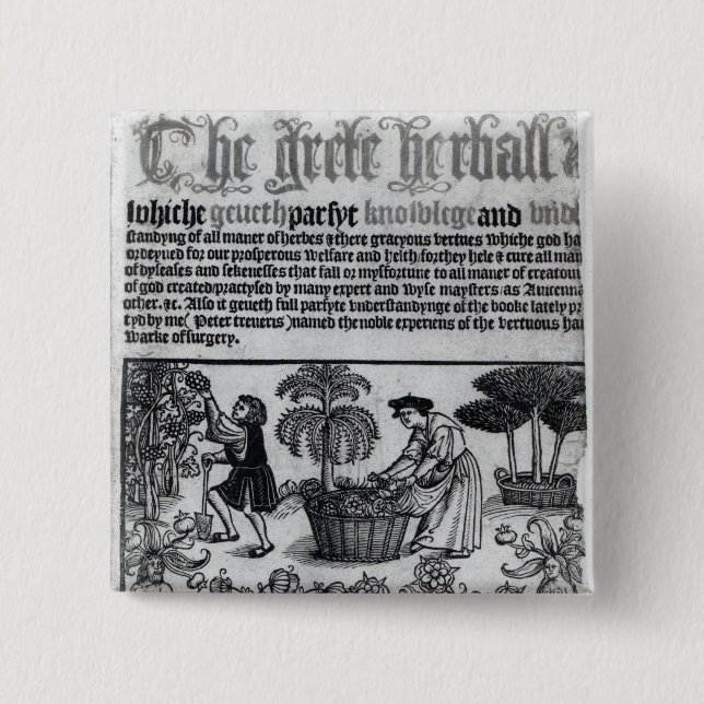 Macaron Carré 5 Cm Jardin de herbes aromatiques médiéval (Devant)