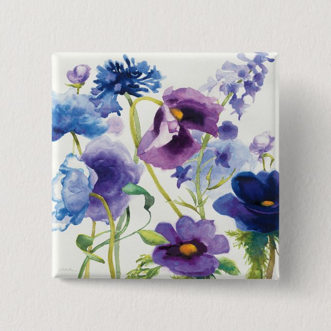 Macaron Carré 5 Cm Jardin mélangé bleu et pourpre (Devant)