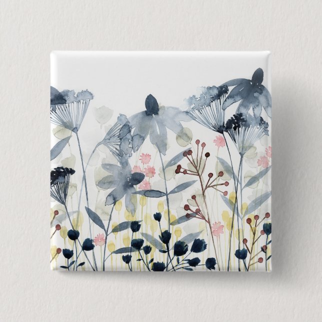 Macaron Carré 5 Cm Jardins stratifiés - Fleurs aquarelles (Devant)