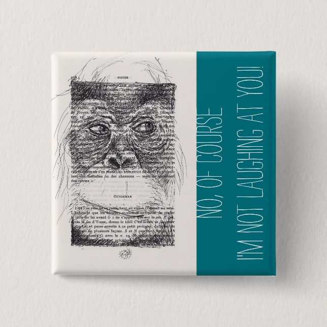 Macaron Carré 5 Cm Je ne rigole pas de toi Monkey Year 2016 Button (Devant)