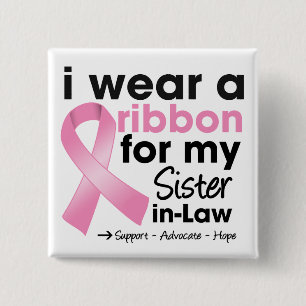 Macaron Carré 5 Cm Je Porte Du Rose Pour Mon Belle-Soeur Cancer Du Se