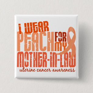 Macaron Carré 5 Cm Je porte la pêche pour le Cancer utérin de la