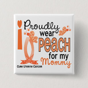 Macaron Carré 5 Cm Je porte la pêche pour mon Cancer utérin de la