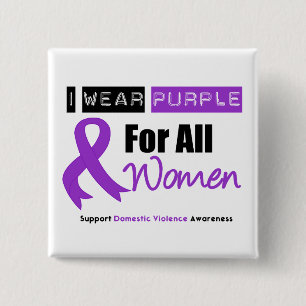 Macaron Carré 5 Cm Je porte la violence familiale pourpre de femmes