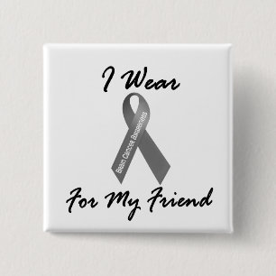 Macaron Carré 5 Cm Je porte le gris pour mon cancer du cerveau de