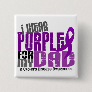 Macaron Carré 5 Cm Je porte le pourpre pour ma maladie de Crohn du