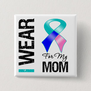 Macaron Carré 5 Cm Je porte le ruban de cancer de la thyroïde pour m