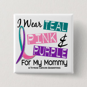 Macaron Carré 5 Cm Je porte le ruban thyroïde pour ma maman 37