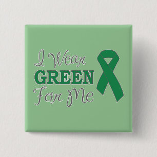 Macaron Carré 5 Cm Je porte le vert pour moi (le ruban vert de