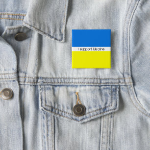 Macaron Carré 5 Cm Je soutiens le bouton Ukraine Pinback