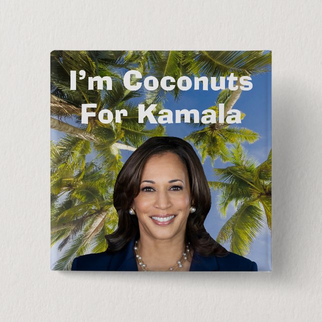 Macaron Carré 5 Cm Je suis des noix de coco pour Kamala (Devant)