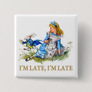 Macaron Carré 5 Cm Je suis en retard, je suis en retard pendant une