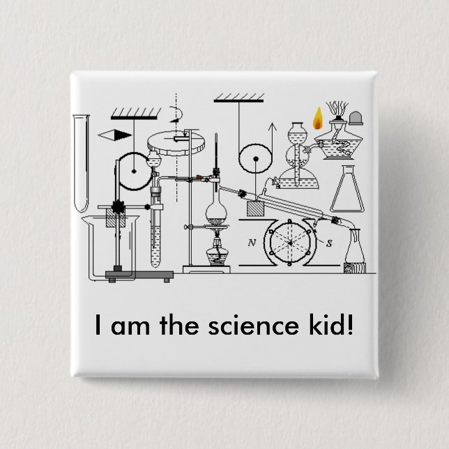 Macaron Carré 5 Cm Je suis l'enfant de la science ! (Devant)