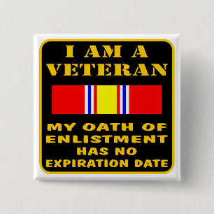 Macaron Carré 5 Cm Je Suis Un Vétéran, Mon Serment D'Inscription N'A 