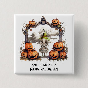 Macaron Carré 5 Cm Je t'ai raccompagné un joyeux Halloween