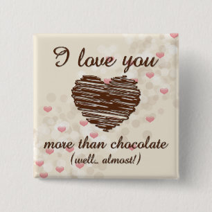 Macaron Carré 5 Cm Je t'aime plus que les coeurs roses de chocolat