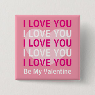 Macaron Carré 5 Cm Je t'aime Saint-Valentin avec cœur rose