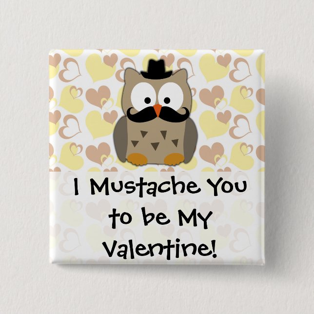 Macaron Carré 5 Cm Je te moustache, tu es ma Saint Valentin (Devant)