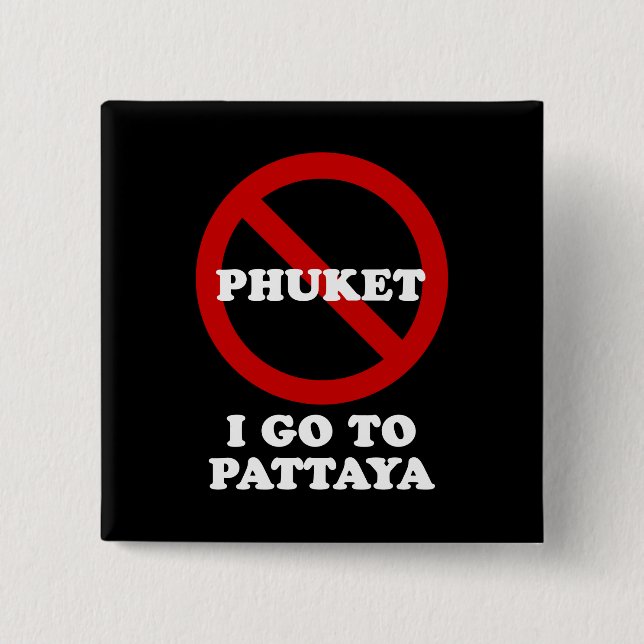 MACARON CARRÉ 5 CM JE VAIS À PATTAYA (Devant)