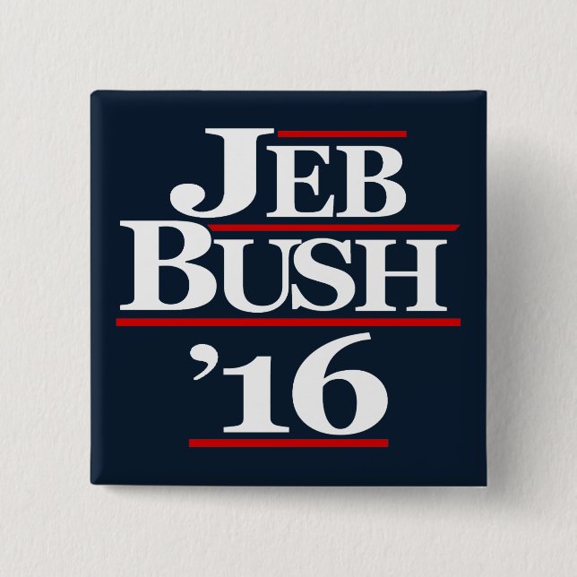 Macaron Carré 5 Cm Jeb Bush 2016 boutons de campagne (Devant)