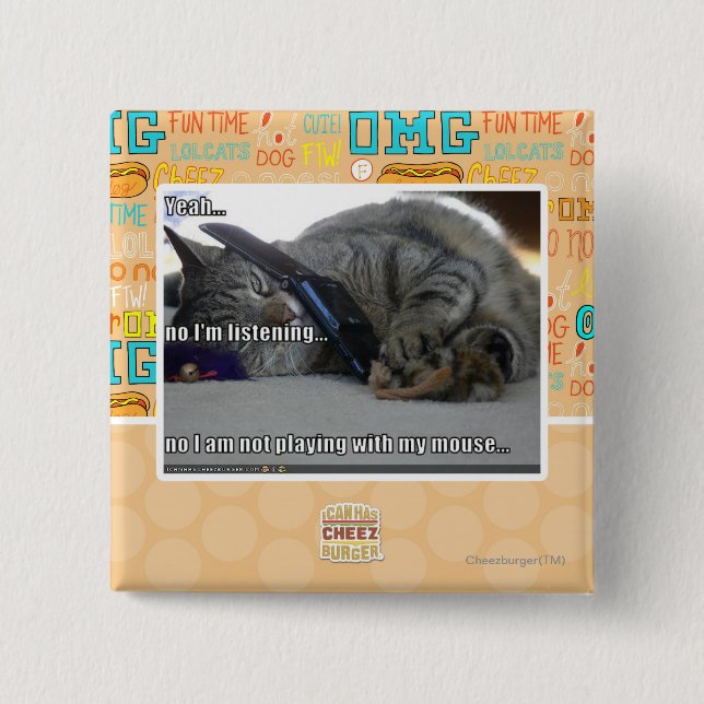 Macaron Carré 5 Cm J'écoute (Devant)