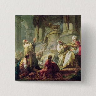 Macaron Carré 5 Cm Jéroboam sacrifiant au veau d'or, 1752