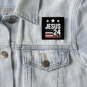 Macaron Carré 5 Cm Jésus-Christ 2024 Président Élection USA Politique