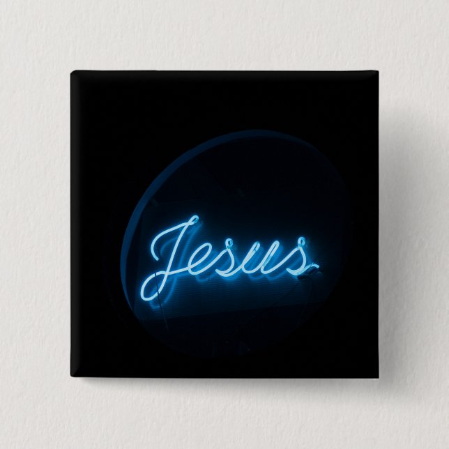 Macaron Carré 5 Cm Jésus dans le bleu (Devant)