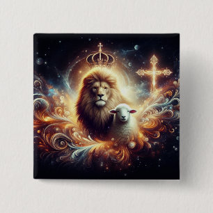 Macaron Carré 5 Cm Jésus est le Lion et l'Agneau