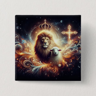 Macaron Carré 5 Cm Jésus est le Lion et l'Agneau