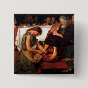 Macaron Carré 5 Cm Jésus lavant les pieds de Pierre