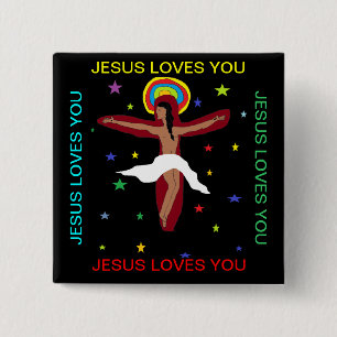 Macaron Carré 5 Cm Jésus t'aime
