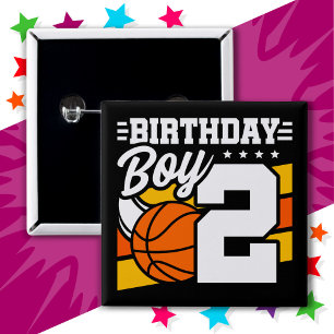 Macaron Carré 5 Cm Jeu de basket-ball 2 ans Thème 2ème anniversaire G