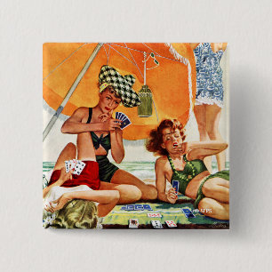 Macaron Carré 5 Cm Jeu de carte à la plage par Alex Ross