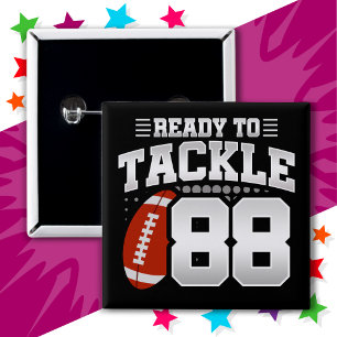 Macaron Carré 5 Cm Jeu de football de 88 ans Tackle 88e anniversaire