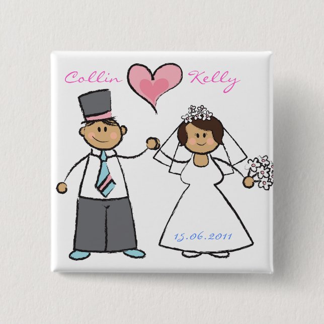 Macaron Carré 5 Cm Jeune mariée de couples de mariage de bande (Devant)