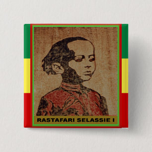 Macaron Carré 5 Cm Jeune Ras, jeune Haile Selassie I, Jah Rastafari
