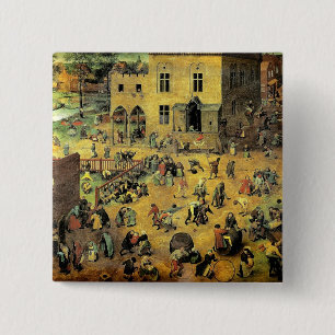 Macaron Carré 5 Cm "Jeux pour enfants" de Pieter Bruegel - 1560