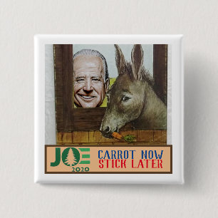 Macaron Carré 5 Cm Joe Biden : Carotte maintenant / Stick plus tard