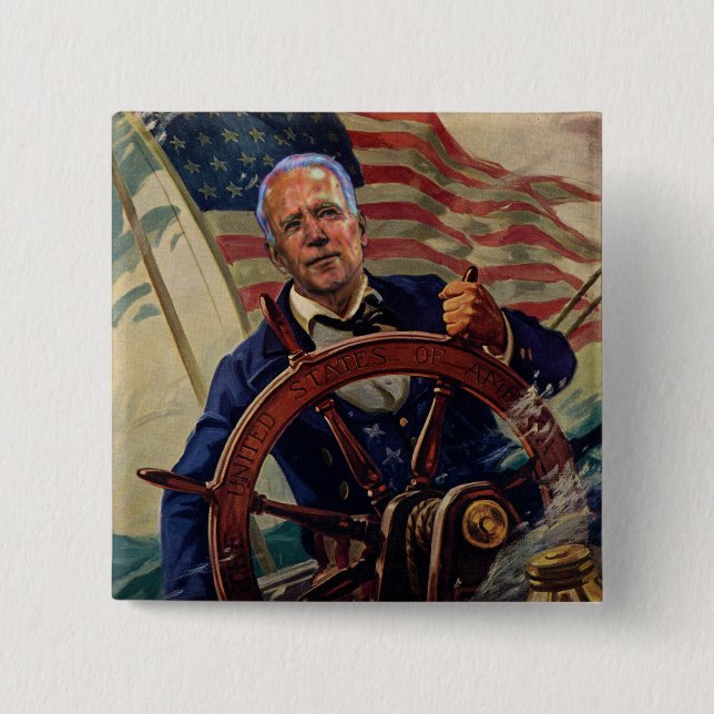 Macaron Carré 5 Cm Joe Biden prend la barre (Devant)