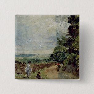Macaron Carré 5 Cm John Constable une route de campagne avec les